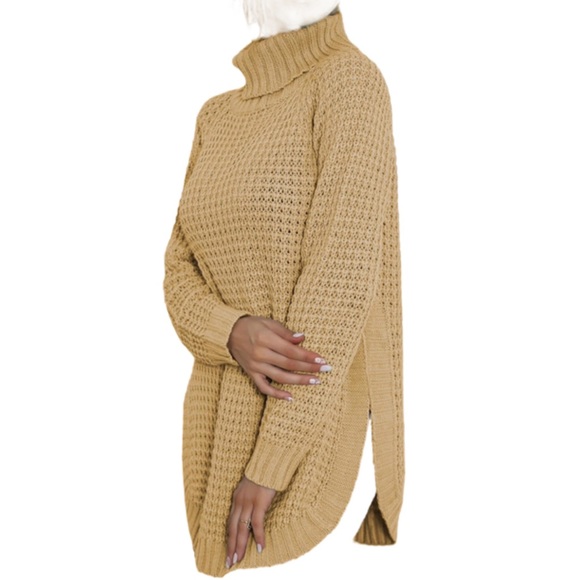 Chunky Knit Turtleneck in Dijon - Picture 2 of 7